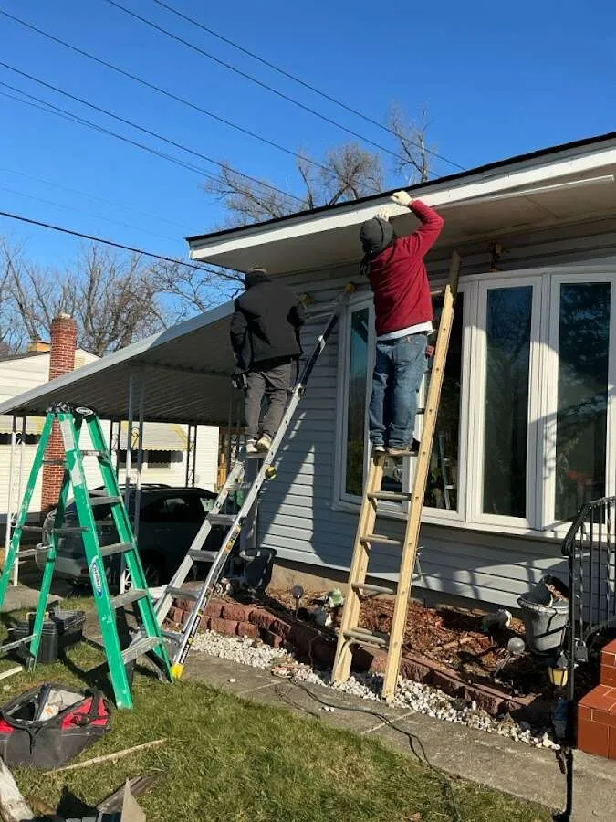 Restoration crew performing exterior repair in Wheelersburg