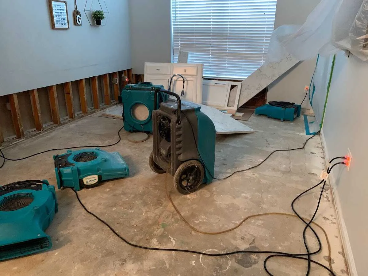 Dehumidifier in flood-cut room for Water Damage Restoration in Wheelersburg